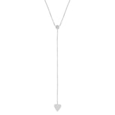 0.06t 14k White Gold Diamond Heart Lariat Necklace